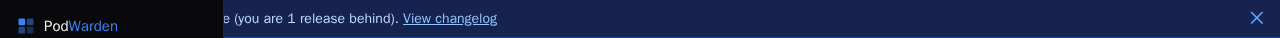 PodWarden update notification banner at the top of the screen showing a new release is available with a View changelog link