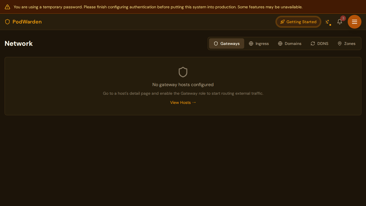 PodWarden ingress page